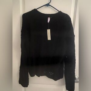 NWT Francesca’s Alya Black Open Knit Sweater